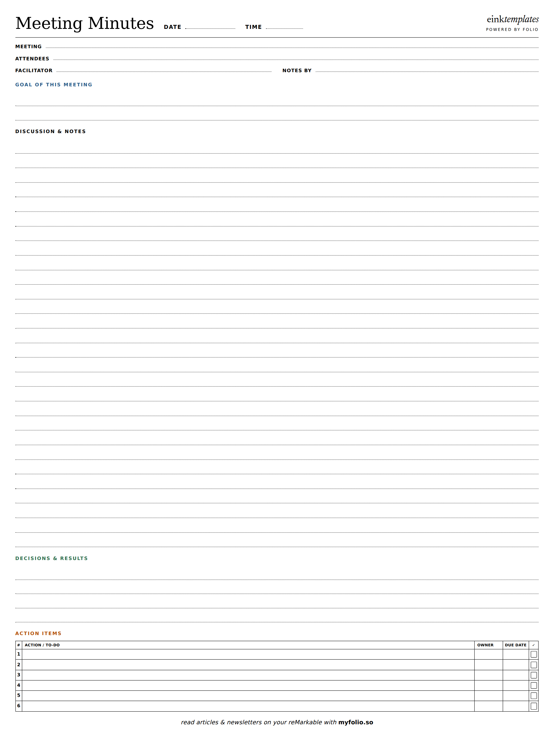 Meeting Minutes template preview